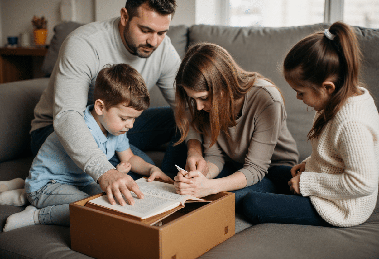 Family praying together